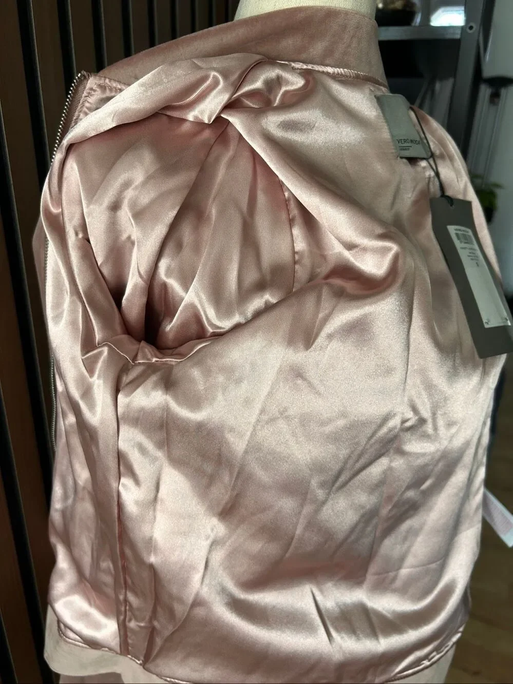 Vero Moda women’s light pink jacket velvet bomber jacket full zip size small  NE